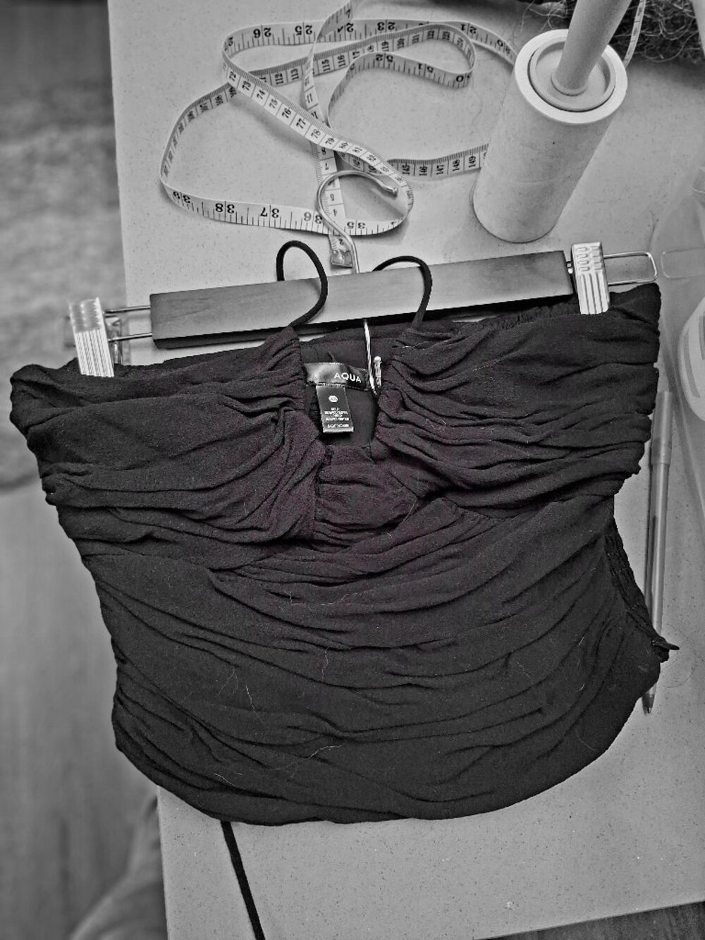 Aqua Women's Black Ruched Tube Top SZ XS